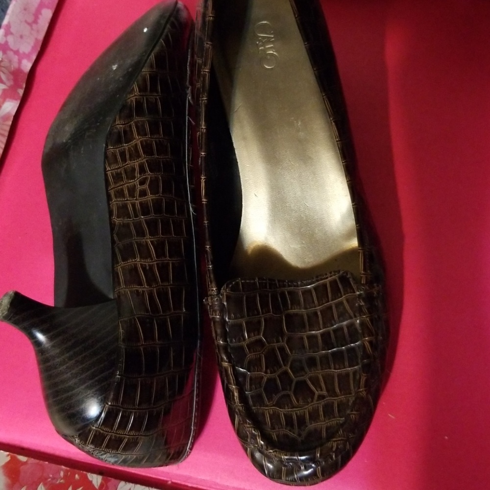 Cato 9M Reptile print Kitten Heel Brown